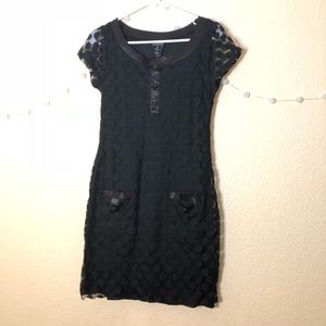 Black Dress with Polka Dot Overlay